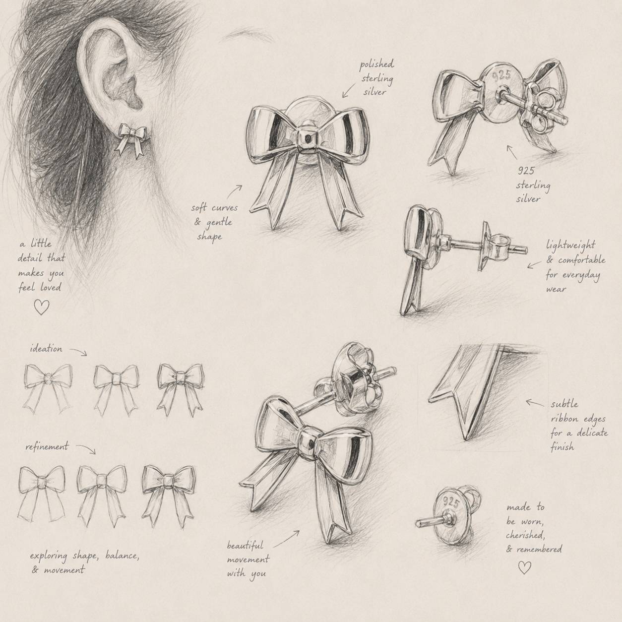 Forever Bows Stud Earrings in Sterling Silver-5 product photo