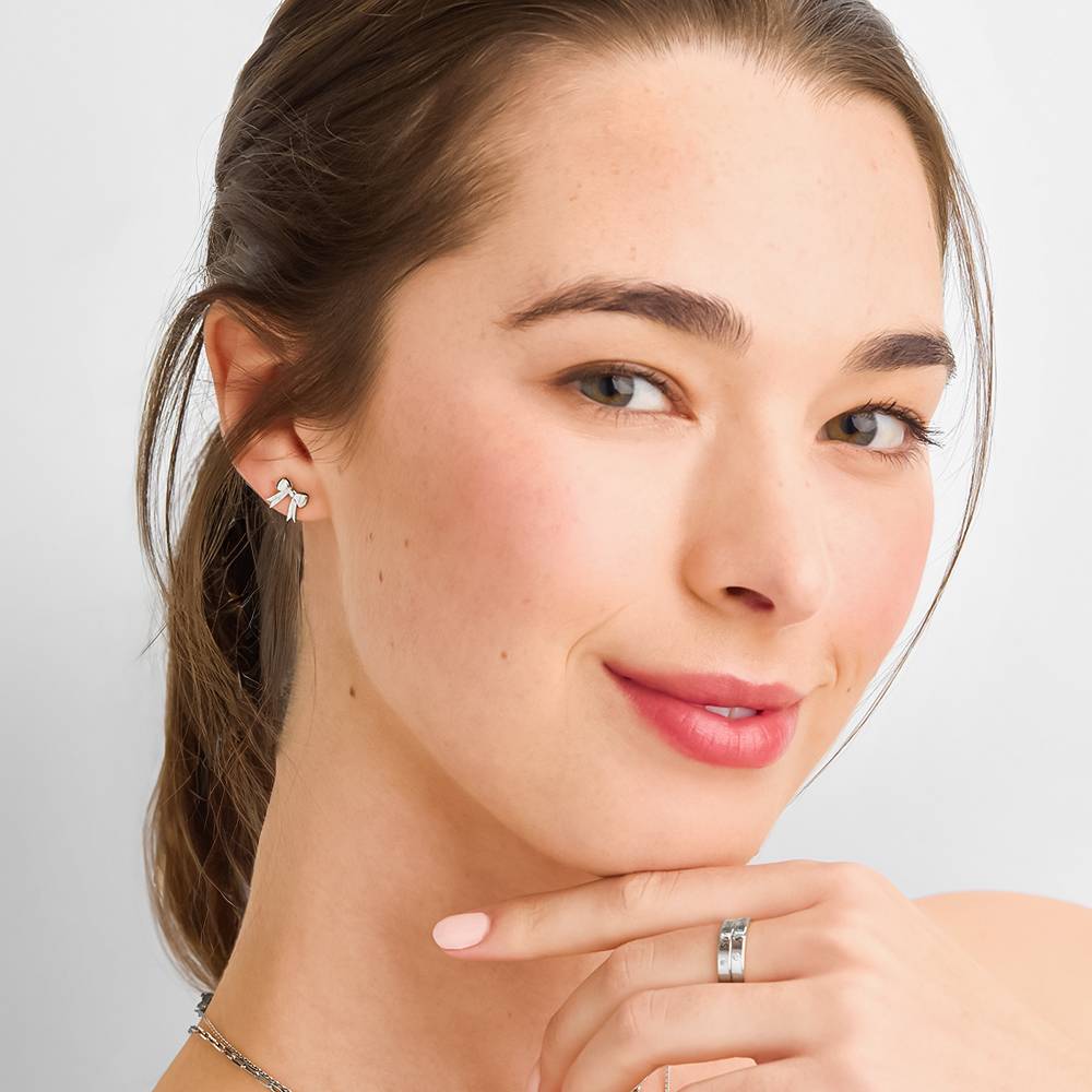 Forever Bows Stud Earrings in Sterling Silver-3 product photo