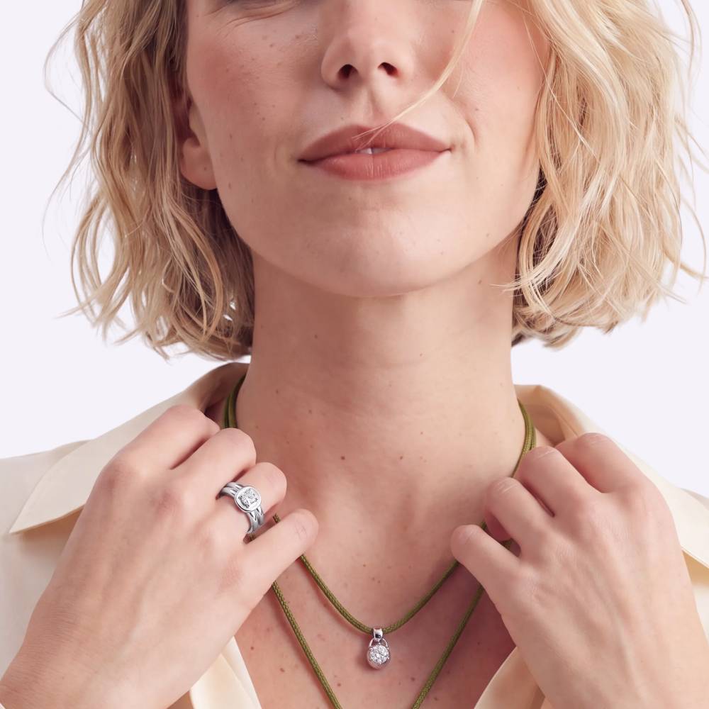 Forever Ring in Silver Plating with 0.30CT Cushion Diamond-1 product photo