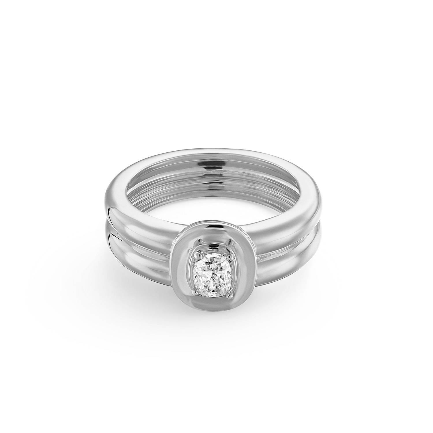 Forever Ring in Silver Plating with 0.30CT Cushion Diamond