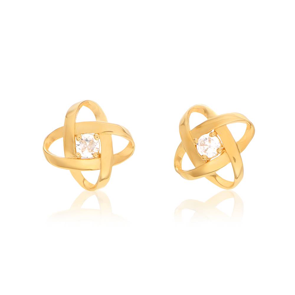 Galaxy Stud Earrings with Cubic Zirconia in Gold Vermeil - Version-4 product photo