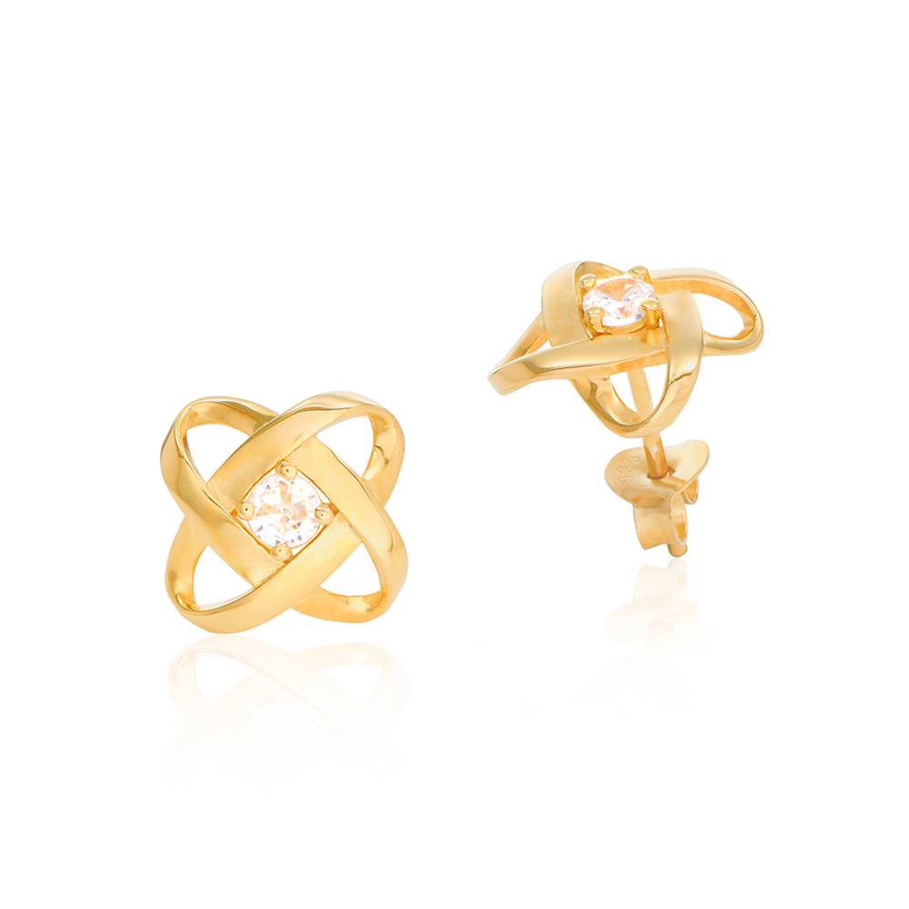 Galaxy Stud Earrings with Cubic Zirconia in Gold Vermeil - Version-2 product photo
