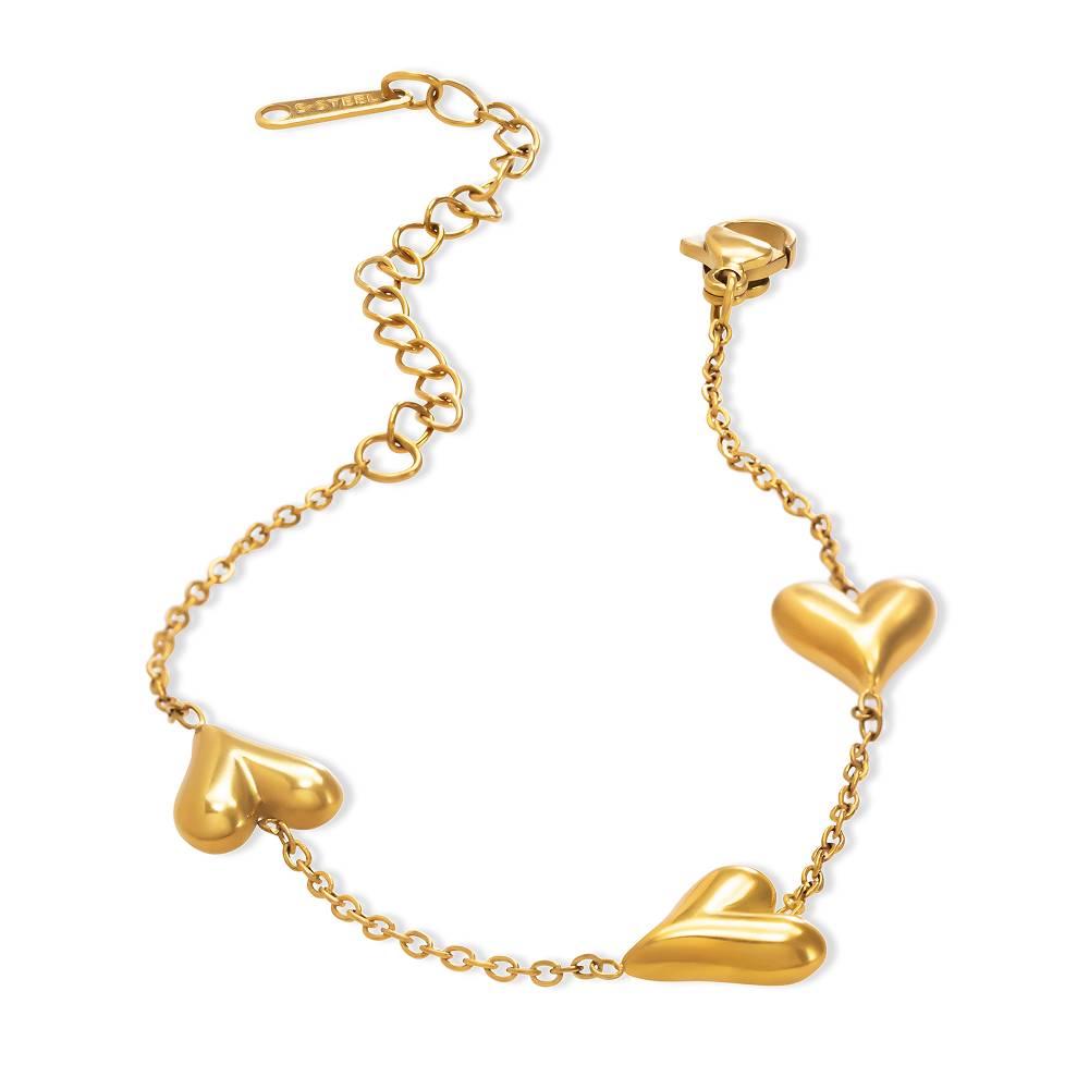 Golden Hearts Cable Chain Bracelet  in Gold Plating-3 product photo