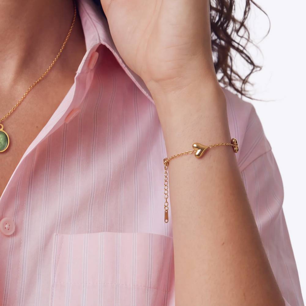 Golden Hearts Cable Chain Bracelet  in Gold Plating-4 product photo
