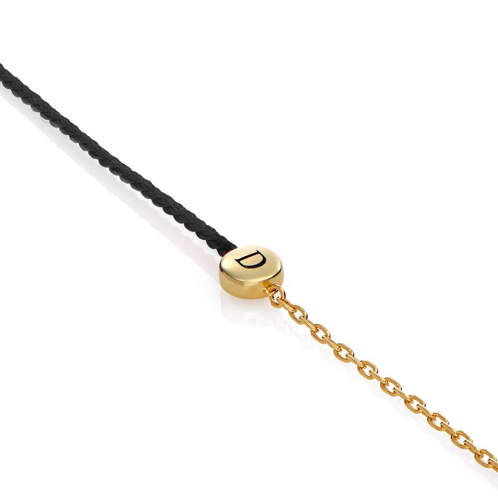 Half and Half Black Initial Bracelet with Diamond in 18K Gold Plating - Removal-2 Half and Half Black Initial Bracelet with Diamond in 18K Gold Plating - Removal-2 product photo