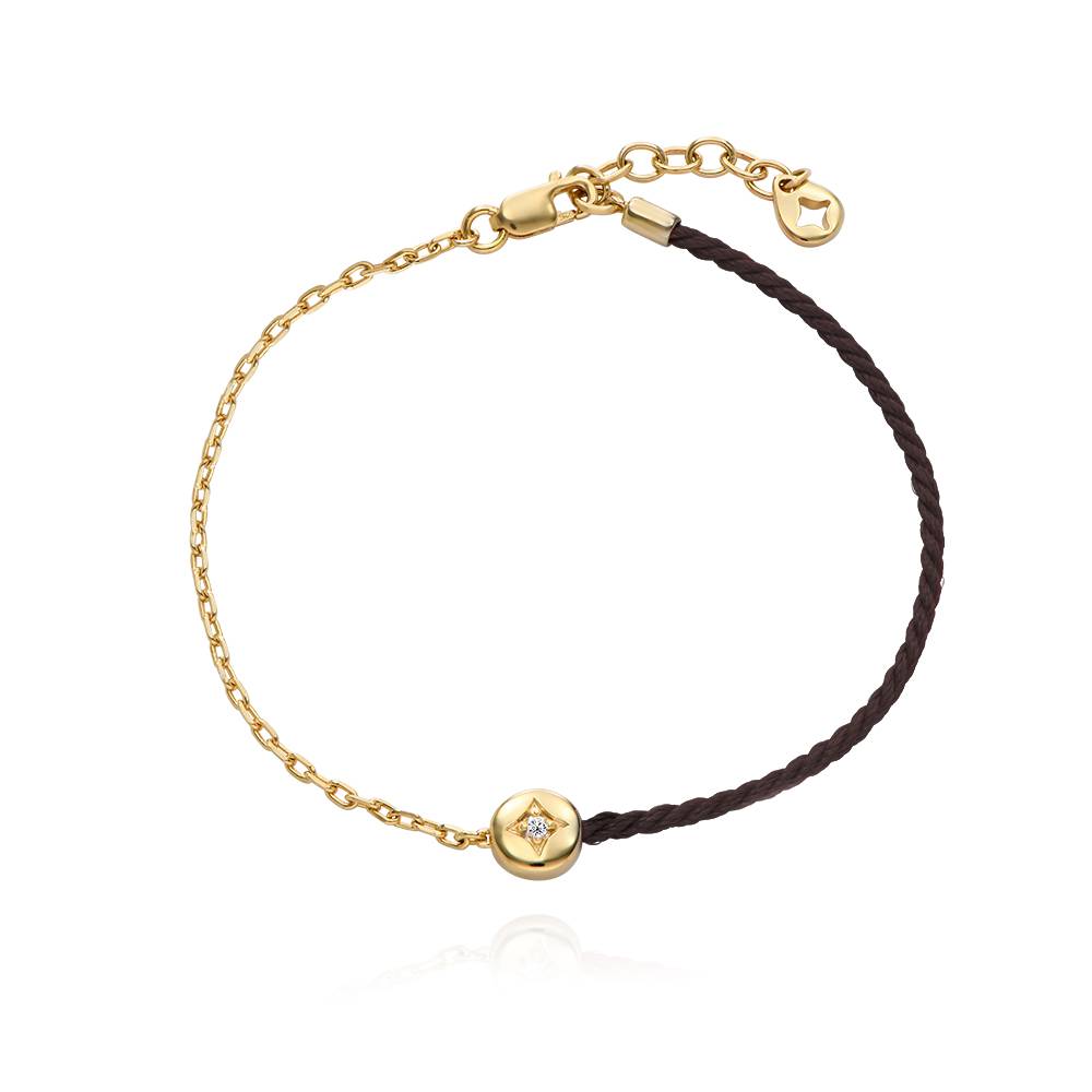 Half and Half Black Initial Bracelet with Diamond in 18K Gold Plating - Removal-4 Half and Half Black Initial Bracelet with Diamond in 18K Gold Plating - Removal-4 product photo