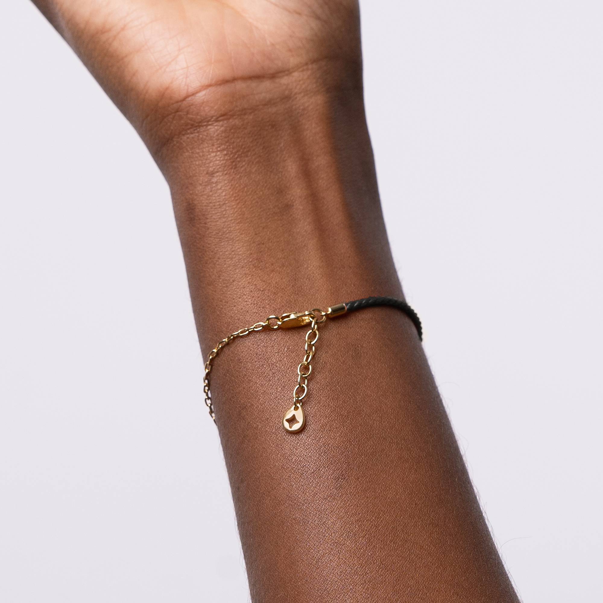 Half and Half Black Initial Bracelet with Diamond in 18K Gold Plating - Removal-5 Half and Half Black Initial Bracelet with Diamond in 18K Gold Plating - Removal-5 product photo