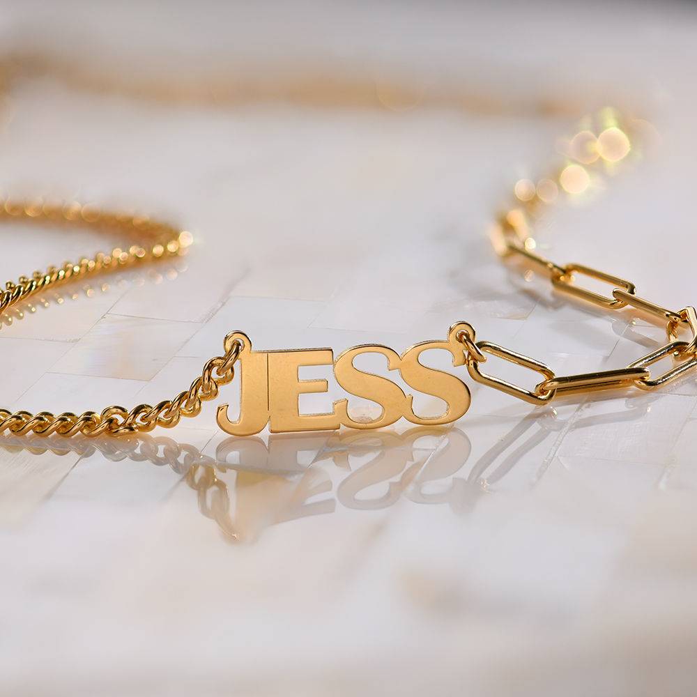 Half and Half Bold Name Necklace in 18k Gold Vermeil-4 Half and Half Bold Name Necklace in 18k Gold Vermeil-4 product photo