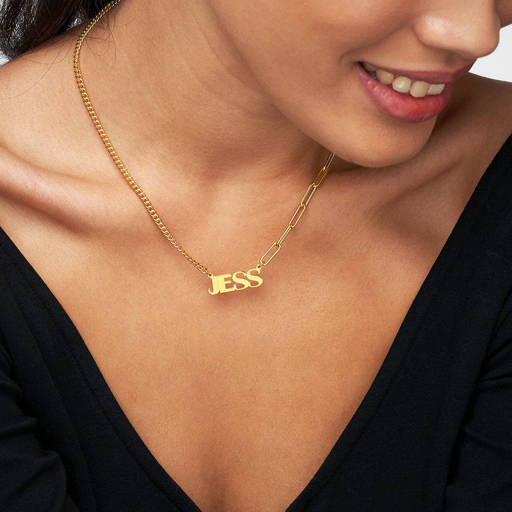 Half and Half Bold Name Necklace in 18k Gold Vermeil-1 Half and Half Bold Name Necklace in 18k Gold Vermeil-1 product photo