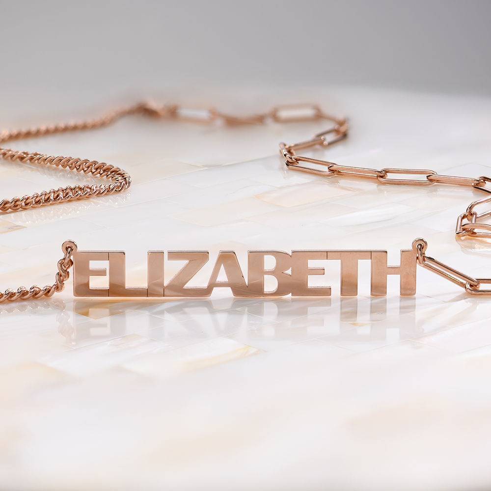 Half and Half Bold Name Necklace in 18k Rose Gold Plating-4 Half and Half Bold Name Necklace in 18k Rose Gold Plating-4 product photo