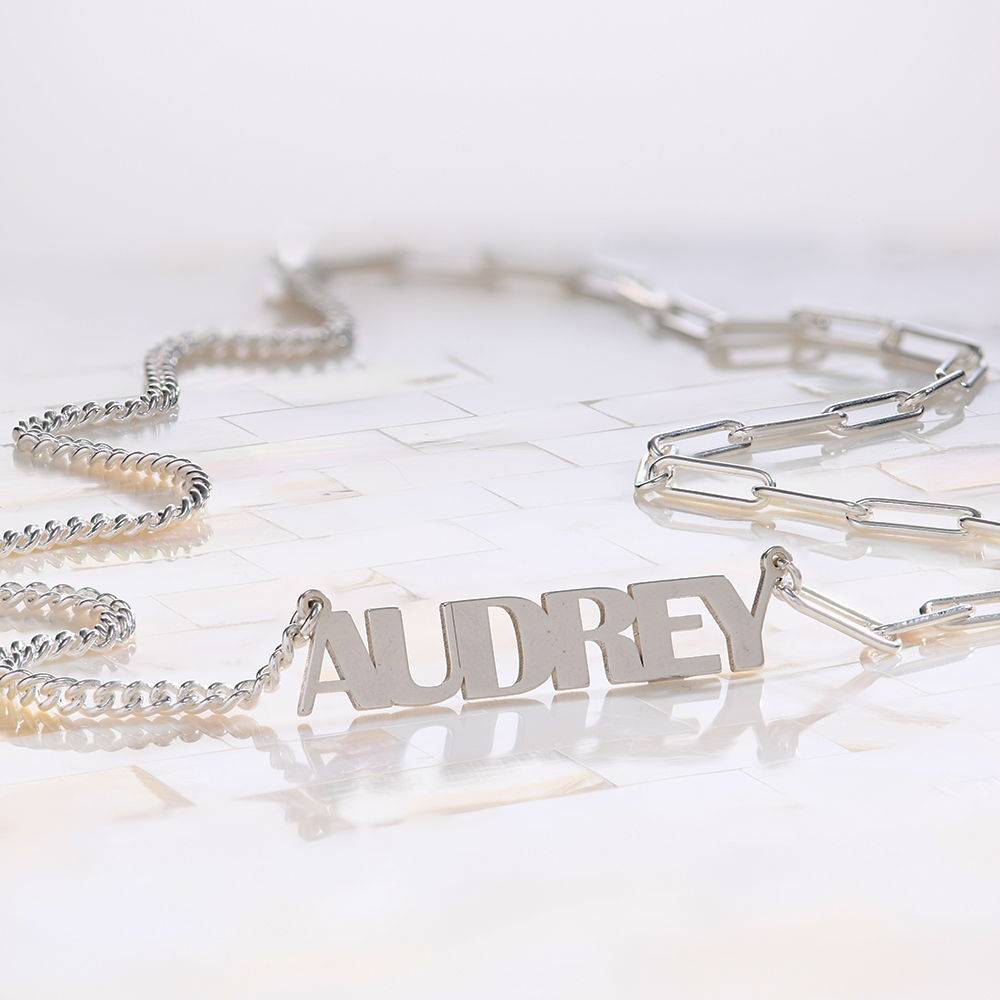 Half and Half Bold Name Necklace in Sterling Silver-5 Half and Half Bold Name Necklace in Sterling Silver-5 product photo