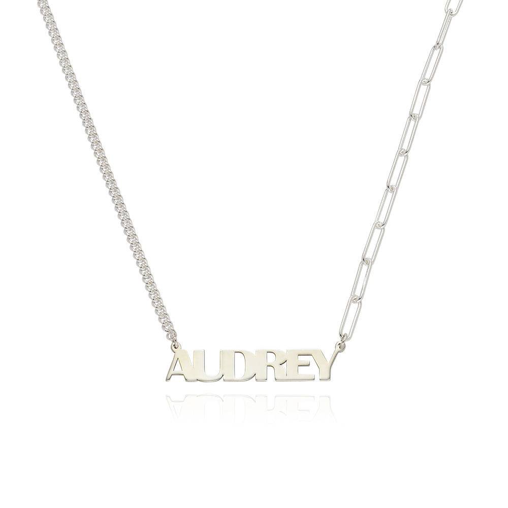 Half and Half Bold Name Necklace in Sterling Silver-3 Half and Half Bold Name Necklace in Sterling Silver-3 product photo
