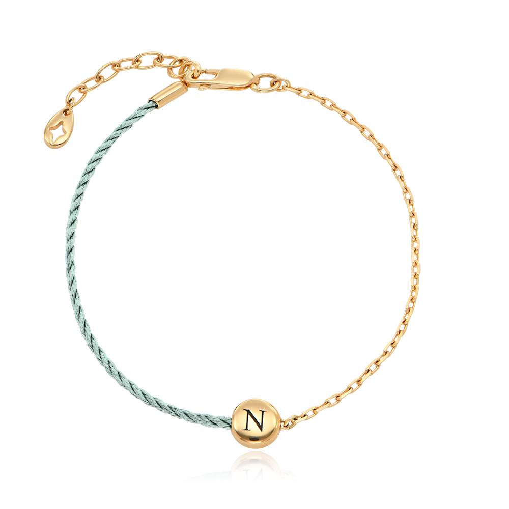 Half and Half Green Initial Bracelet with Diamond in 18K Gold Plating - Version-7 product photo