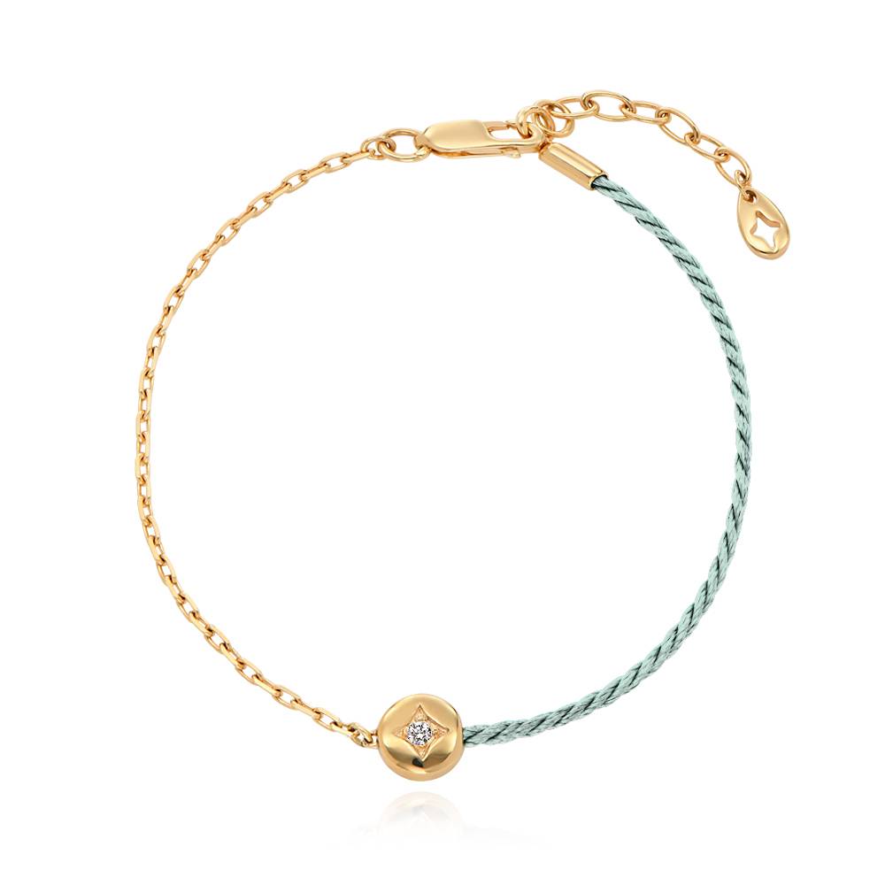 Half and Half Green Initial Bracelet with Diamond in 18K Gold Plating - Version-4 product photo