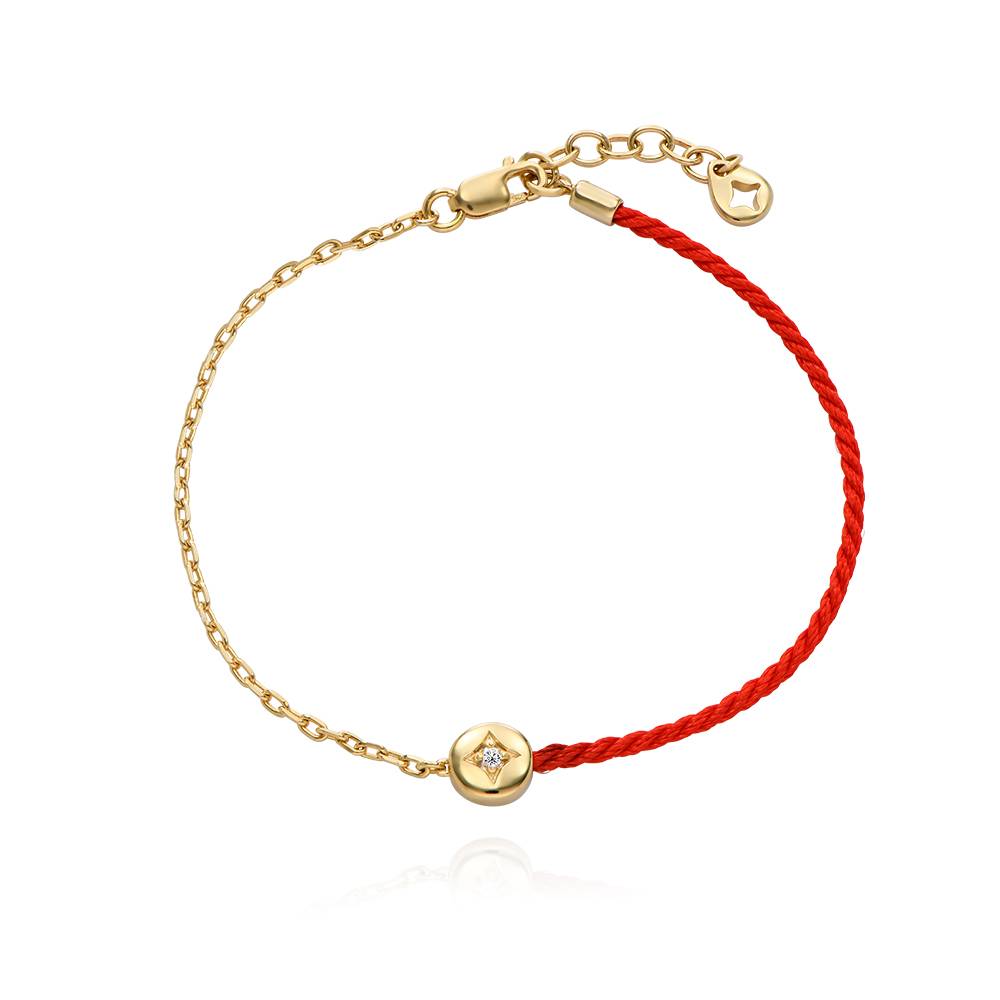 Half and Half Red Initial Bracelet with Diamond in 18K Gold Plating - Version-6 Half and Half Red Initial Bracelet with Diamond in 18K Gold Plating - Version-6 product photo