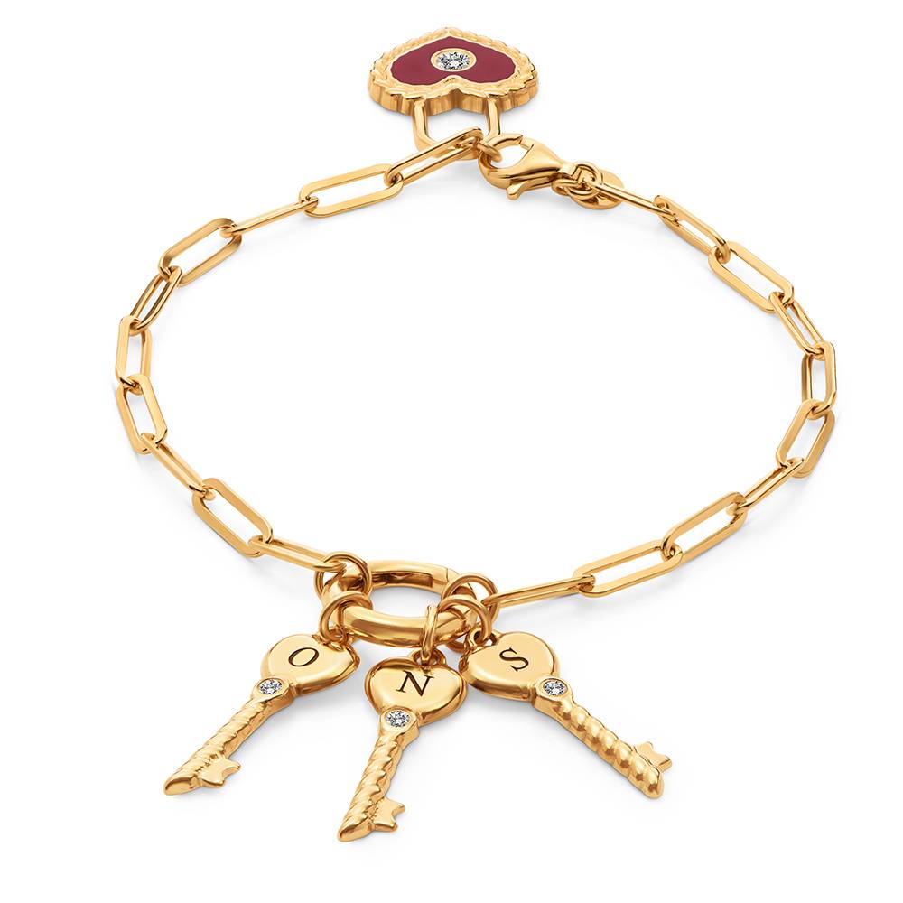 Heart Lock & Key Initial Bracelet in Gold-4 Heart Lock & Key Initial Bracelet in Gold-4 product photo