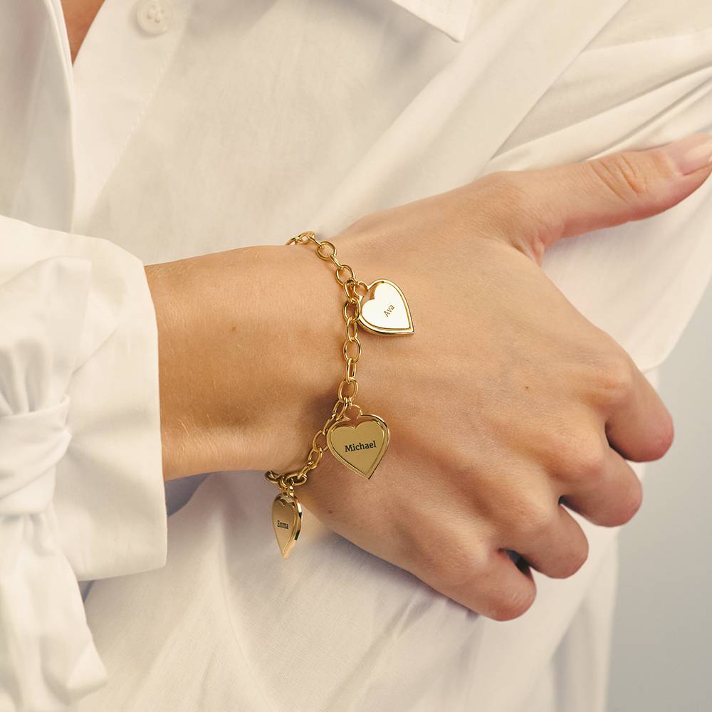 Heart-to-Heart Engravable Bracelet in Gold Plating-1 product photo