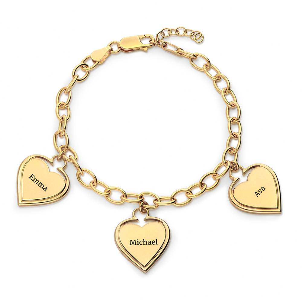 Heart-to-Heart Engravable Bracelet in Gold Plating-4 product photo