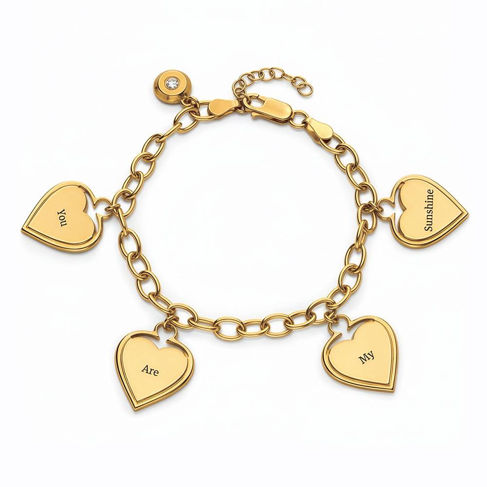 Heart-to-Heart Engravable Bracelet in Gold Plating with Diamond-2 product photo