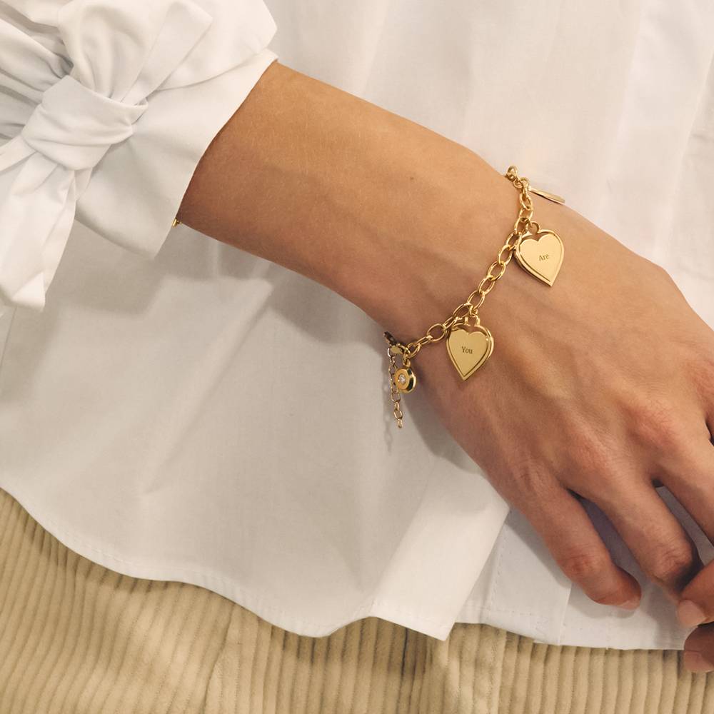Heart-to-Heart Engravable Bracelet in Gold Plating with Diamond-1 product photo