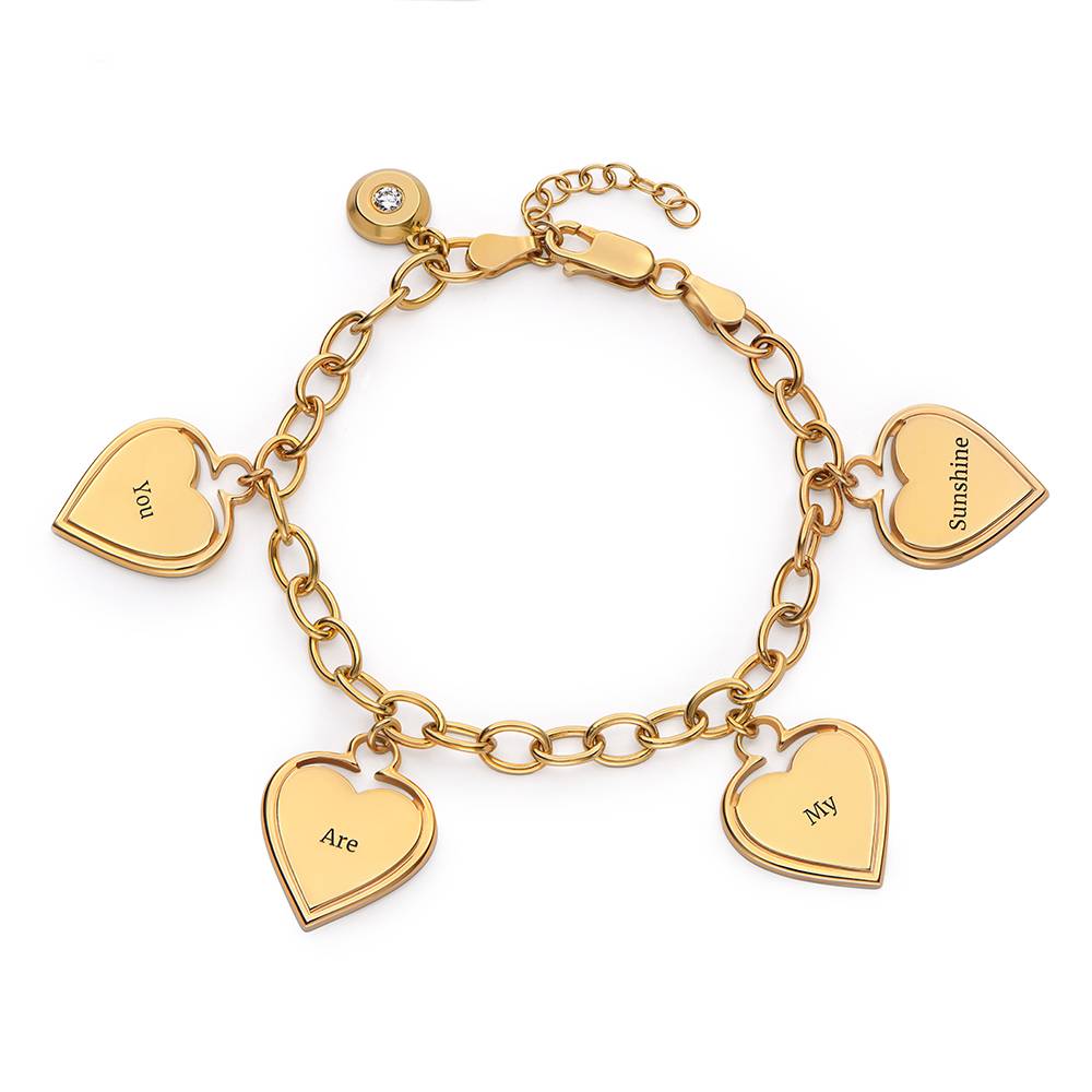 Heart-to-Heart Engravable Bracelet in Gold Plating with Diamond-2 product photo