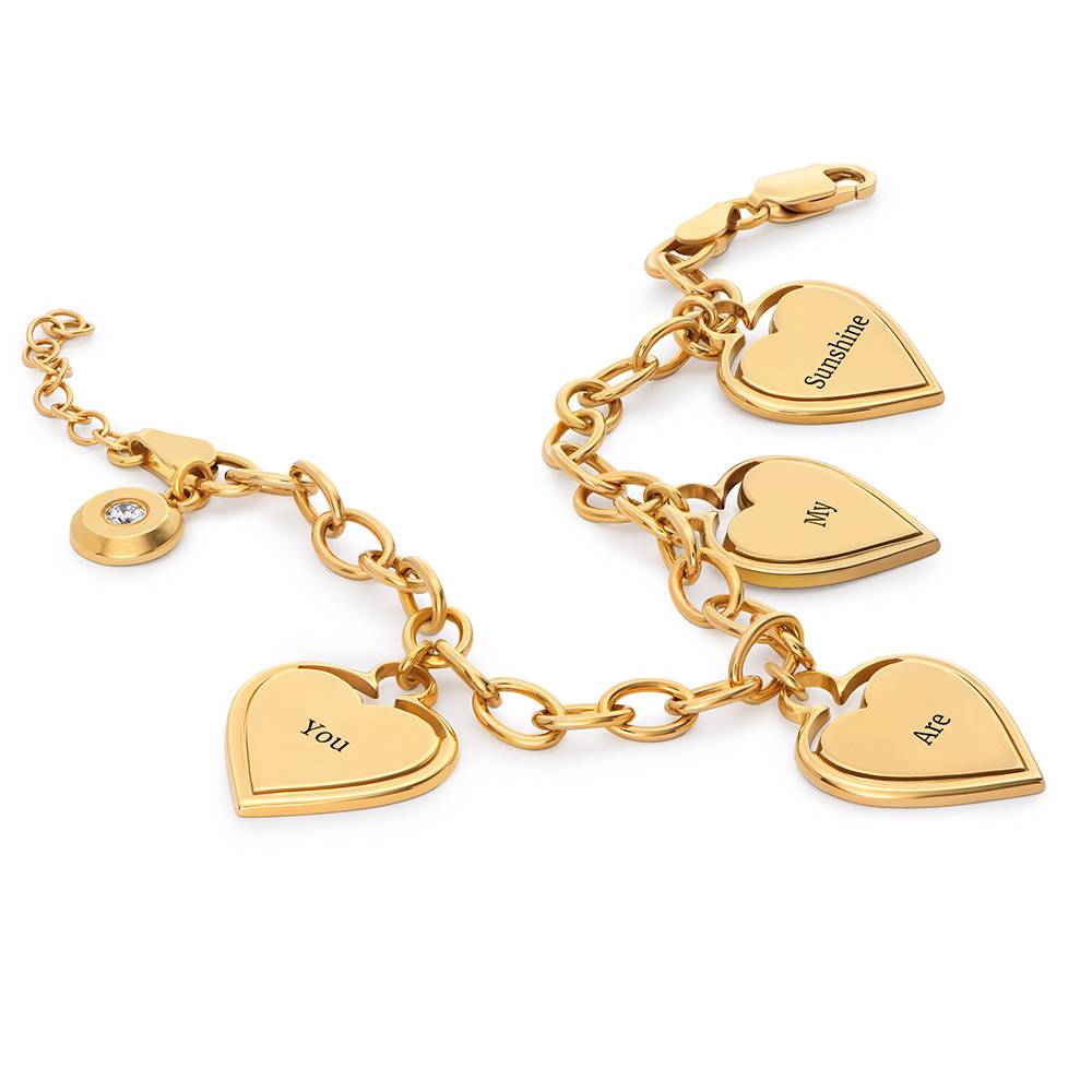 Heart-to-Heart Engravable Bracelet in Gold Plating with Diamond-3 product photo