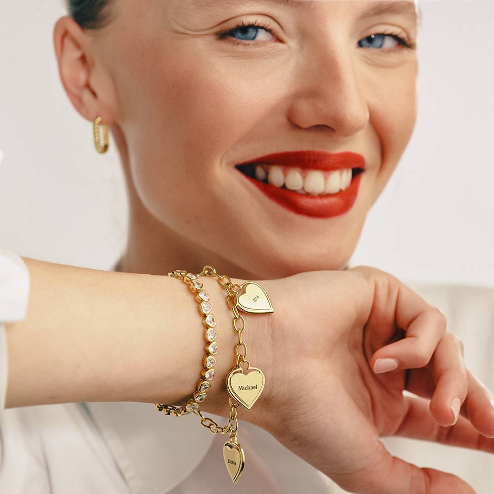 Heart-to-Heart Engravable Bracelet in Gold Vermeil-5 product photo