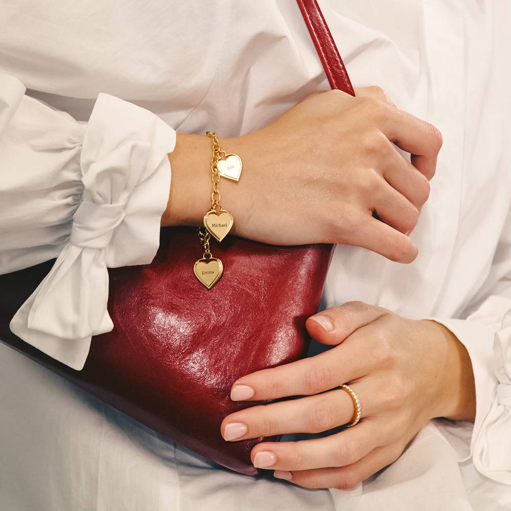 Heart-to-Heart Engravable Bracelet in Gold Vermeil-4 product photo