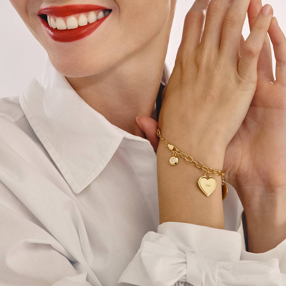 Heart-to-Heart Engravable Bracelet in Gold Vermeil with Diamond-3 product photo