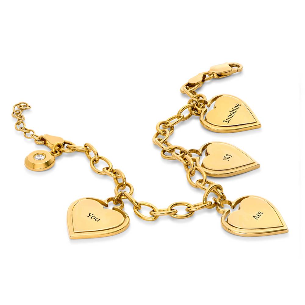 Heart-to-Heart Engravable Bracelet in Gold Vermeil with Diamond-4 product photo