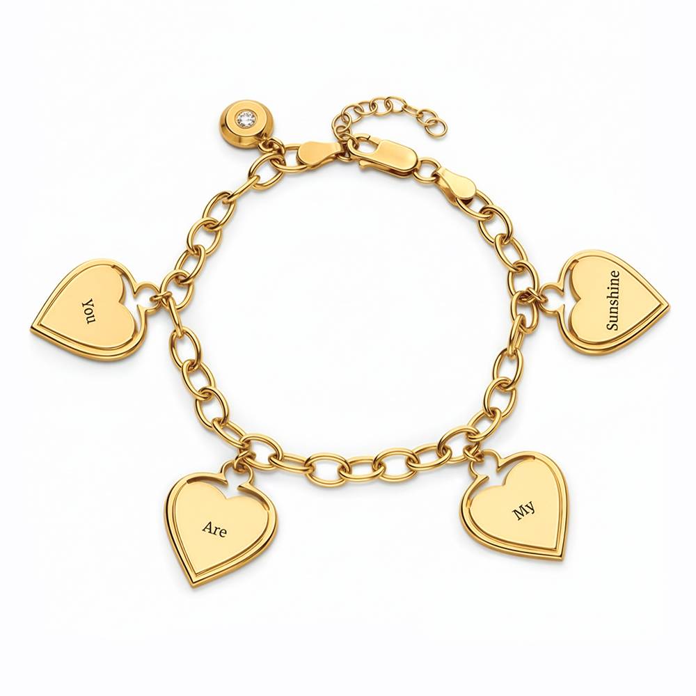Heart-to-Heart Engravable Bracelet in Gold Vermeil with Diamond-2 product photo
