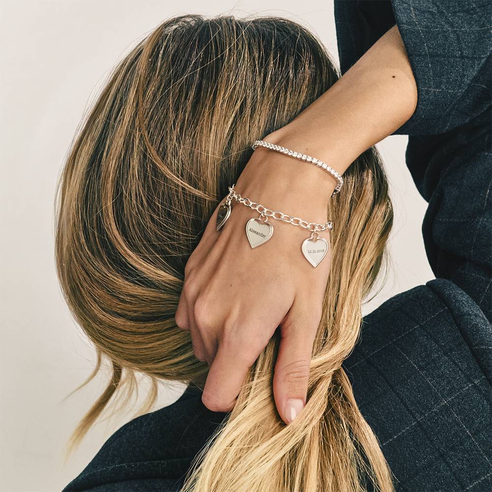 Heart-to-Heart Engravable Bracelet in Sterling Silver-2 product photo