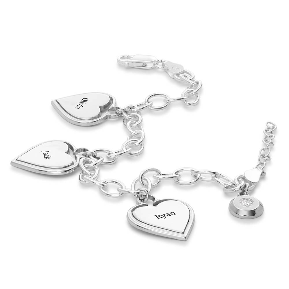Heart-to-Heart Engravable Bracelet in Sterling Silver with Diamond-1 product photo