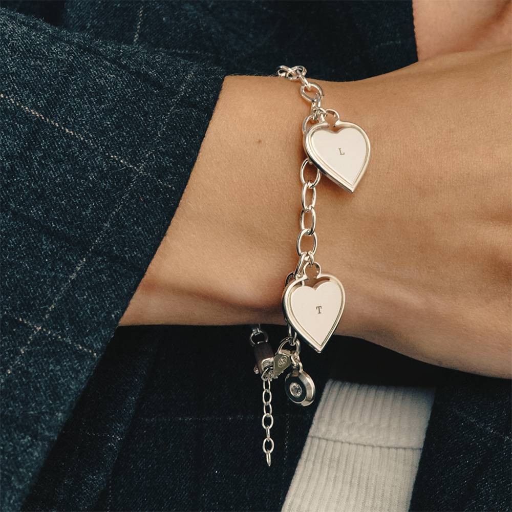 Heart-to-Heart Engravable Bracelet in Sterling Silver with Diamond-3 product photo
