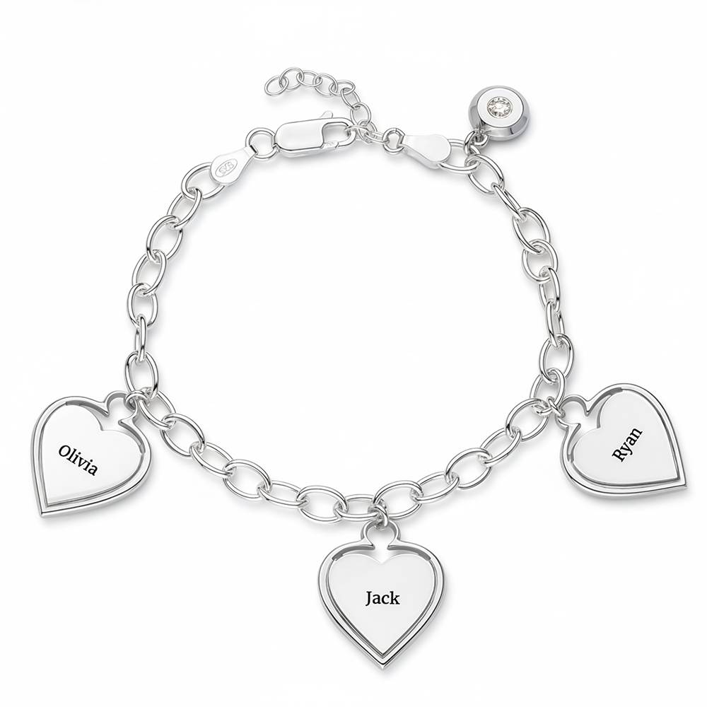 Heart-to-Heart Engravable Bracelet in Sterling Silver with Diamond-2 product photo