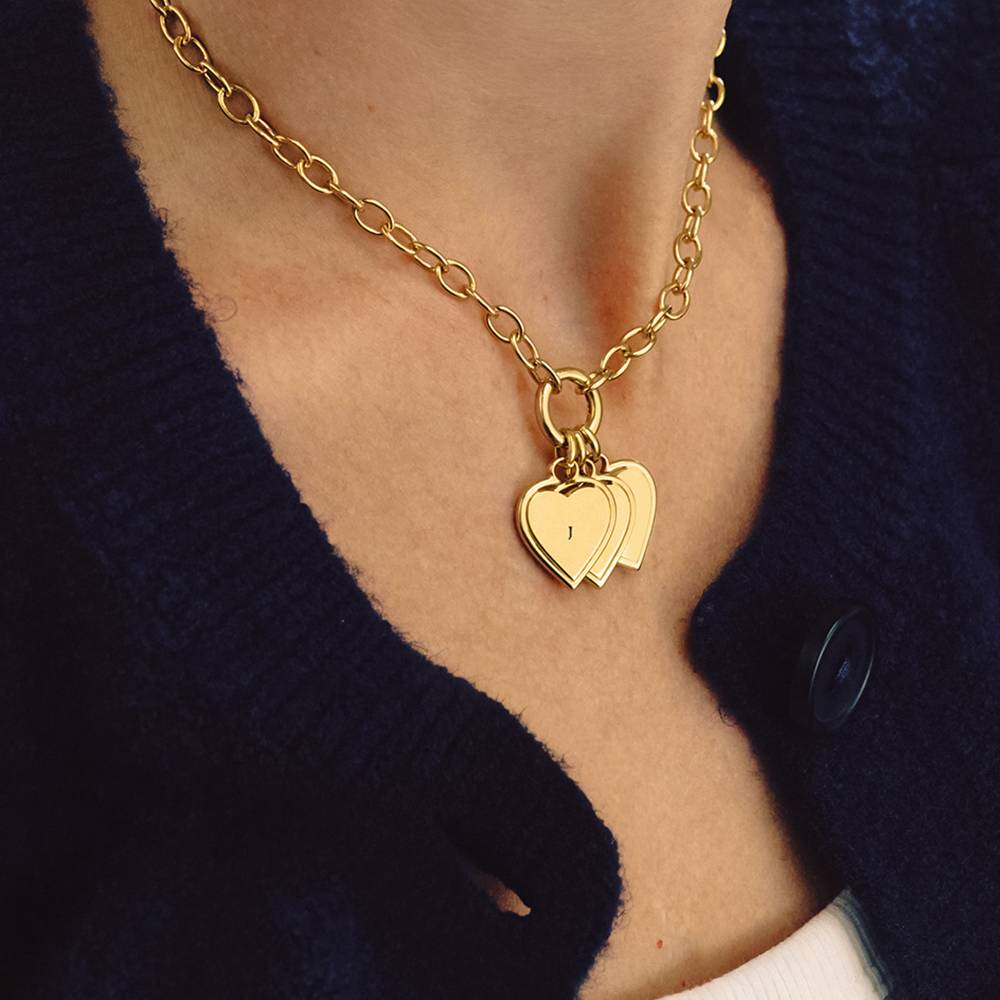 Heart-to-Heart Engravable Necklace in Gold Vermeil-2 product photo