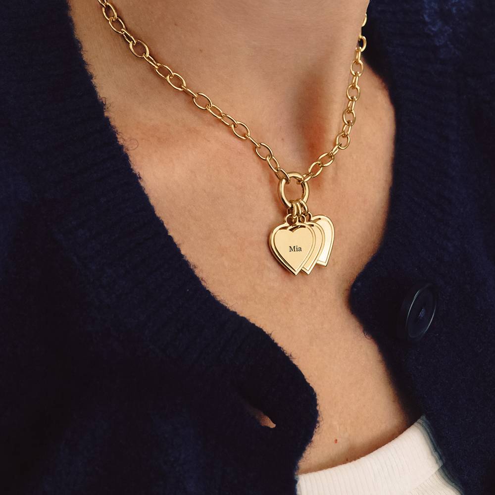 Heart-to-Heart Engravable Necklace in Gold Vermeil-4 product photo