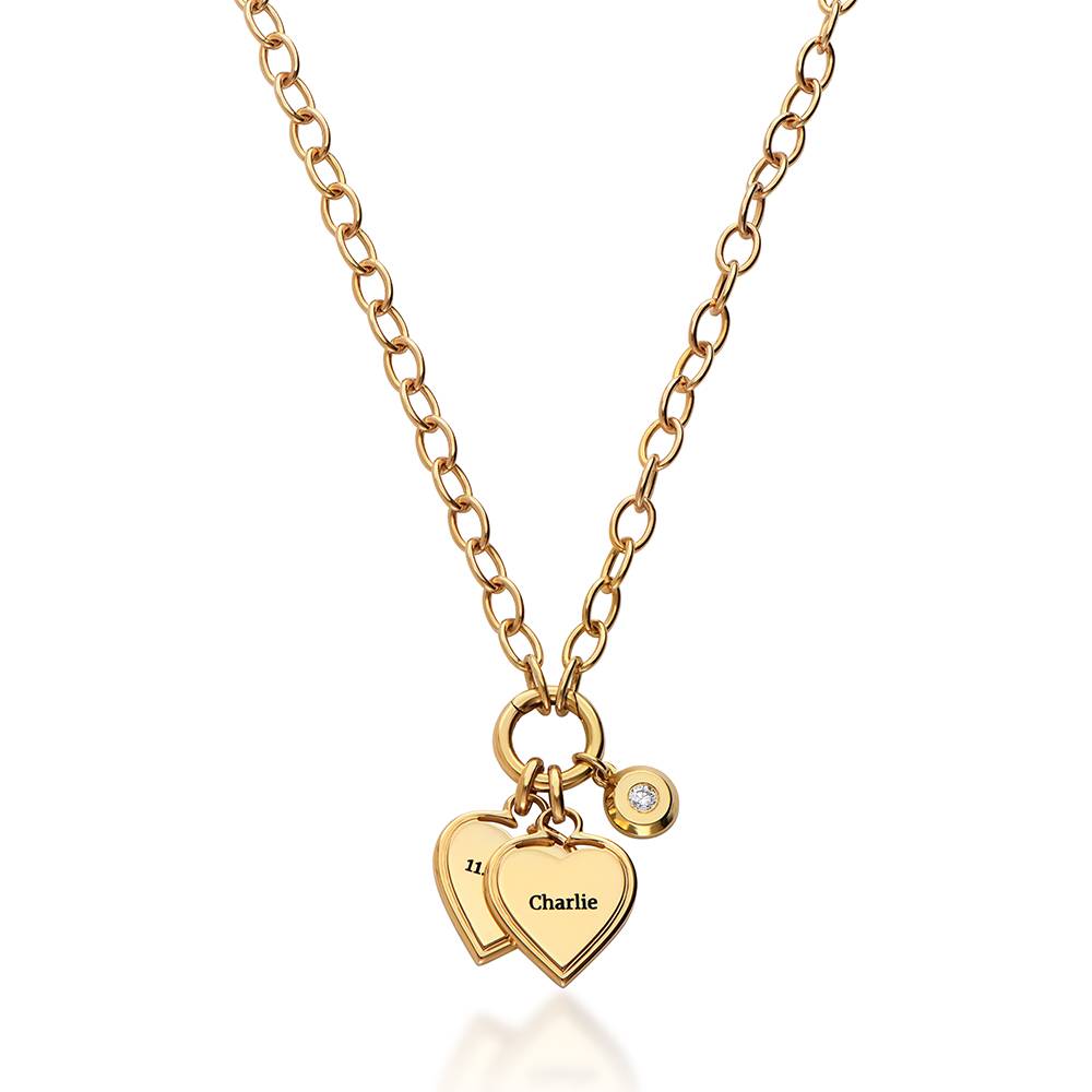 Heart-to-Heart Engravable Necklace in Gold Vermeil with Diamond-2 product photo
