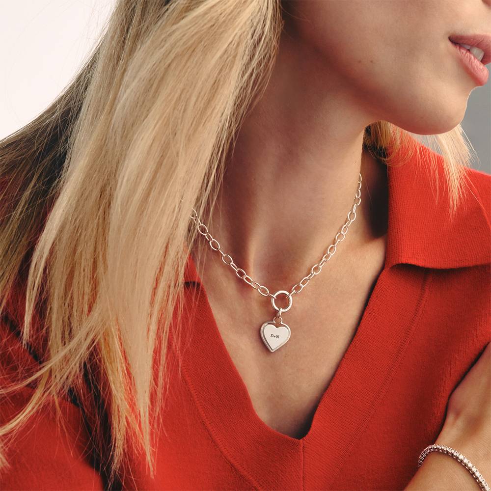 Heart-to-Heart Engravable Necklace in Sterling Silver-3 product photo