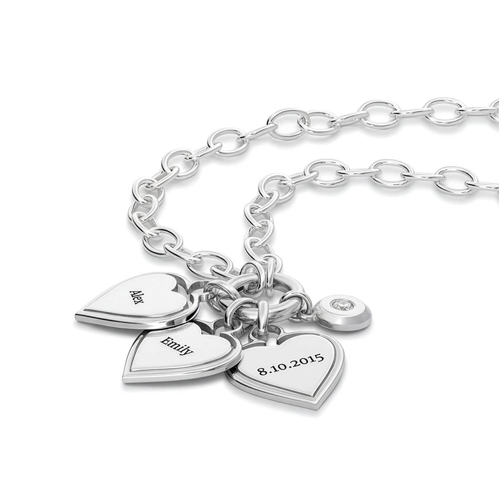 Heart-to-Heart Engravable Necklace in Sterling Silver with Diamond-6 Heart-to-Heart Engravable Necklace in Sterling Silver with Diamond-6 product photo