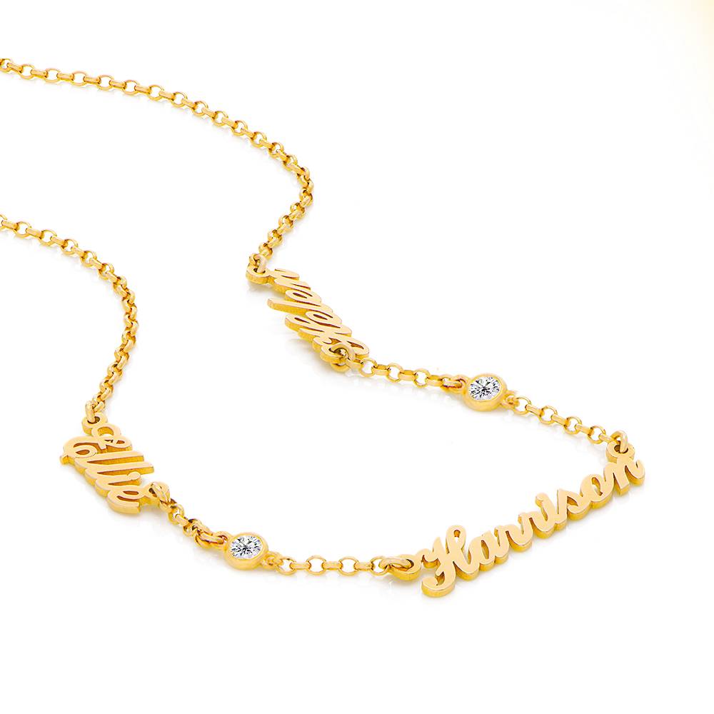 Heritage Multiple Name Necklace with 0.10CT Diamonds in 18K Gold Vermeil-6 product photo