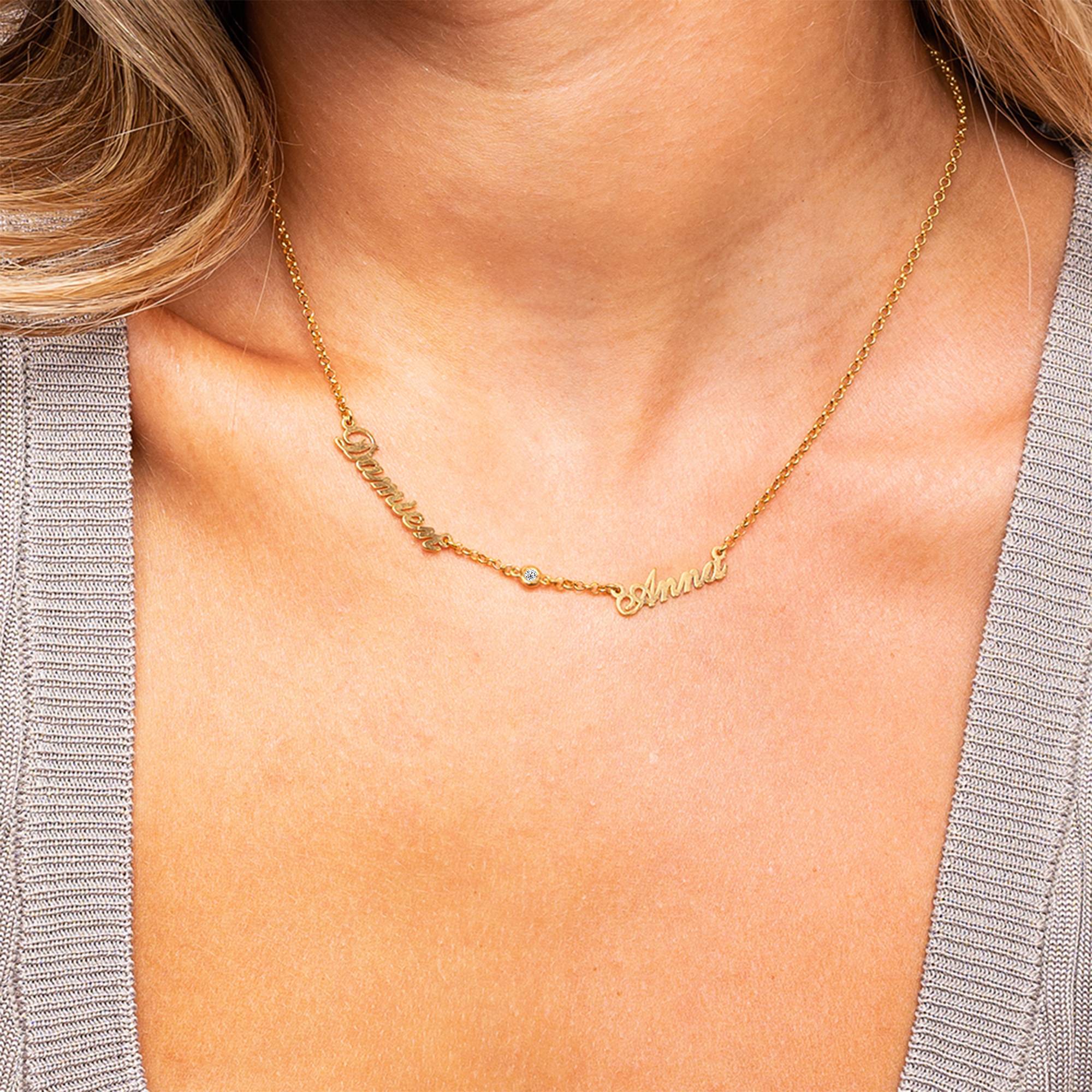 Heritage Multiple Name Necklace with 0.10CT Diamonds in 18K Gold Vermeil-4 product photo