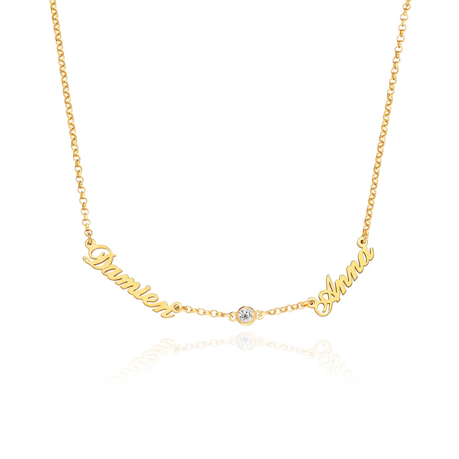 Heritage Multiple Name Necklace with 0.10CT Diamonds in 18K Gold Vermeil-3 product photo