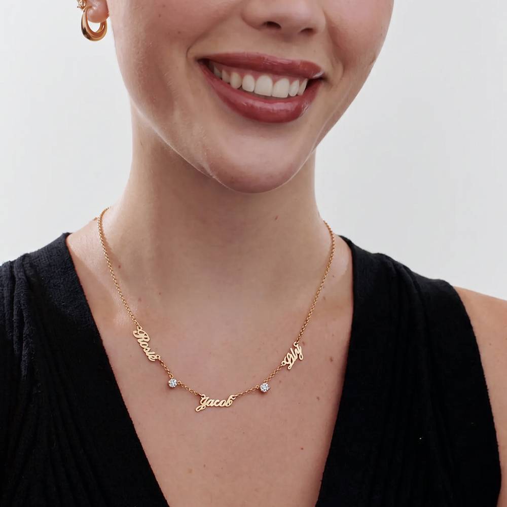 Heritage Multiple Name Necklace with 0.30CT Diamonds in Gold Vermeil-3 Heritage Multiple Name Necklace with 0.30CT Diamonds in Gold Vermeil-3 product photo