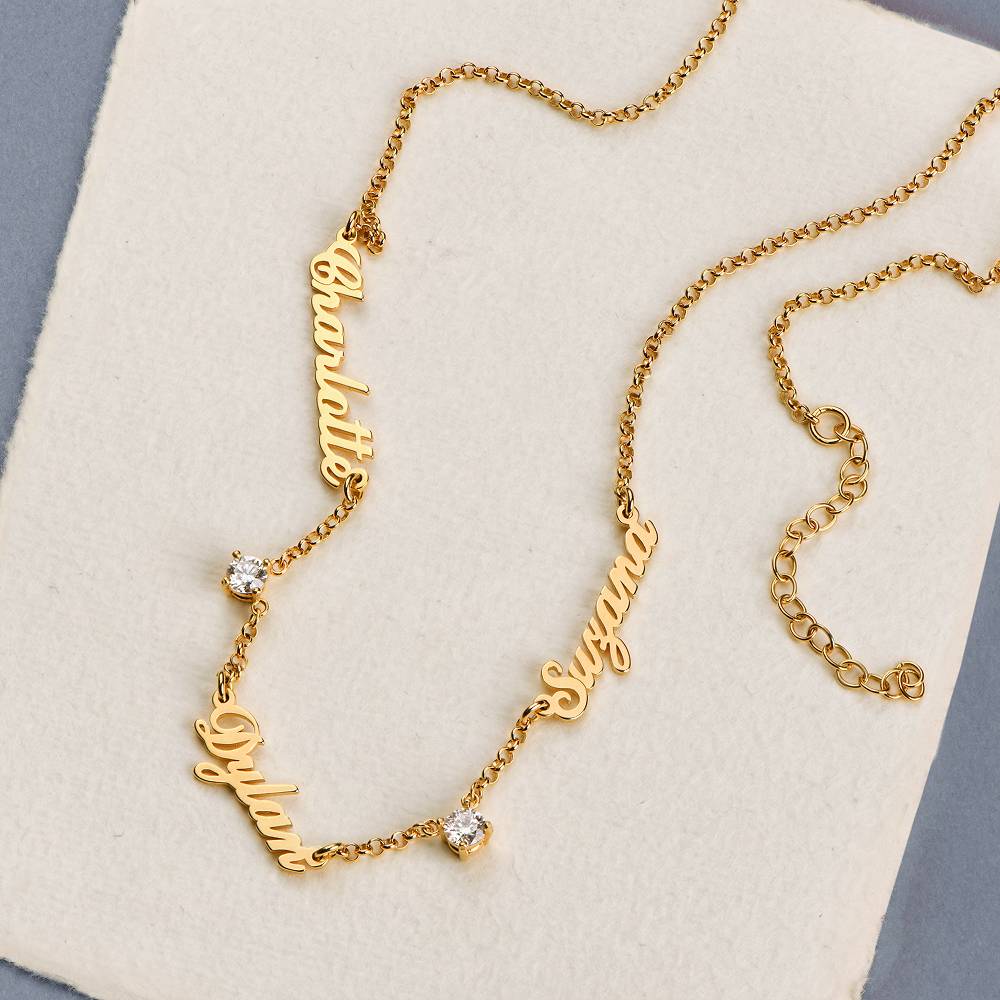 Heritage Multiple Name Necklace with 0.30CT Diamonds in Gold Vermeil-4 Heritage Multiple Name Necklace with 0.30CT Diamonds in Gold Vermeil-4 product photo