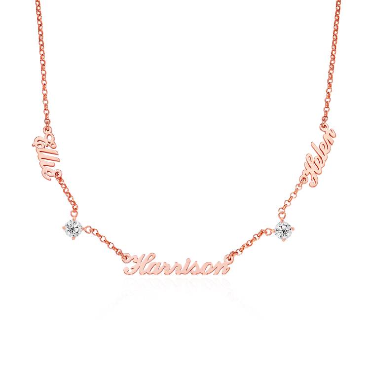 Heritage Multiple Name Necklace with 0.30CT Diamonds in Rose Gold ...