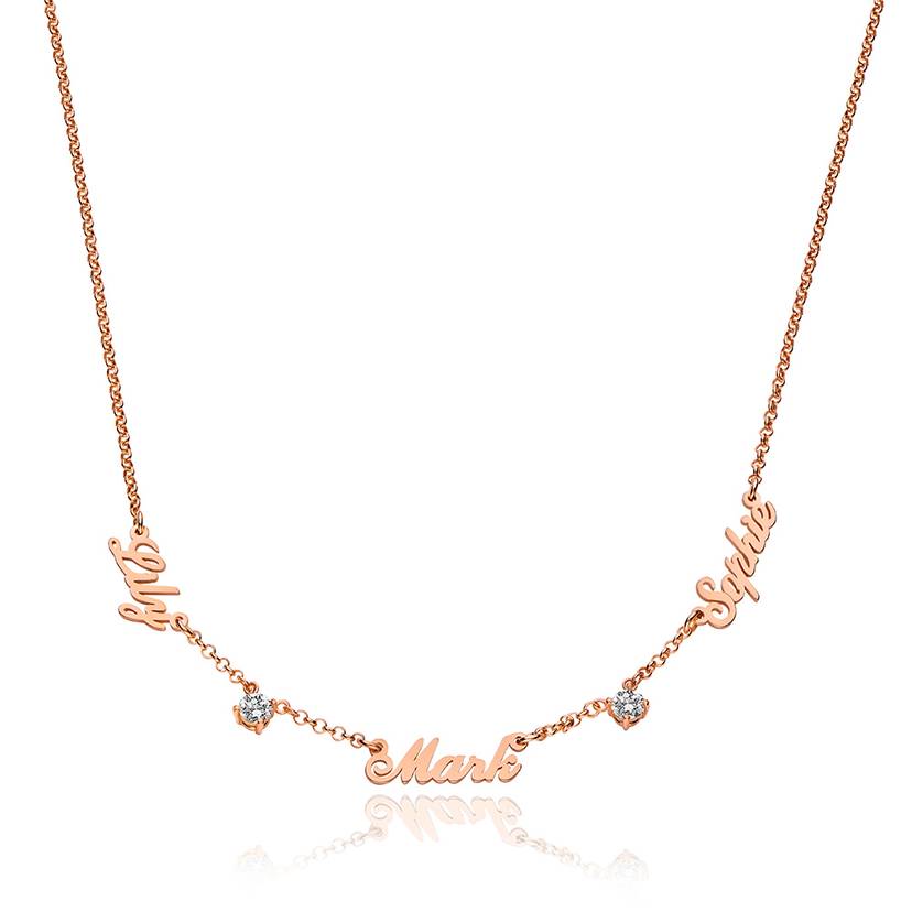 Heritage Multiple Name Necklace with 0.30CT Diamonds in Rose Gold ...