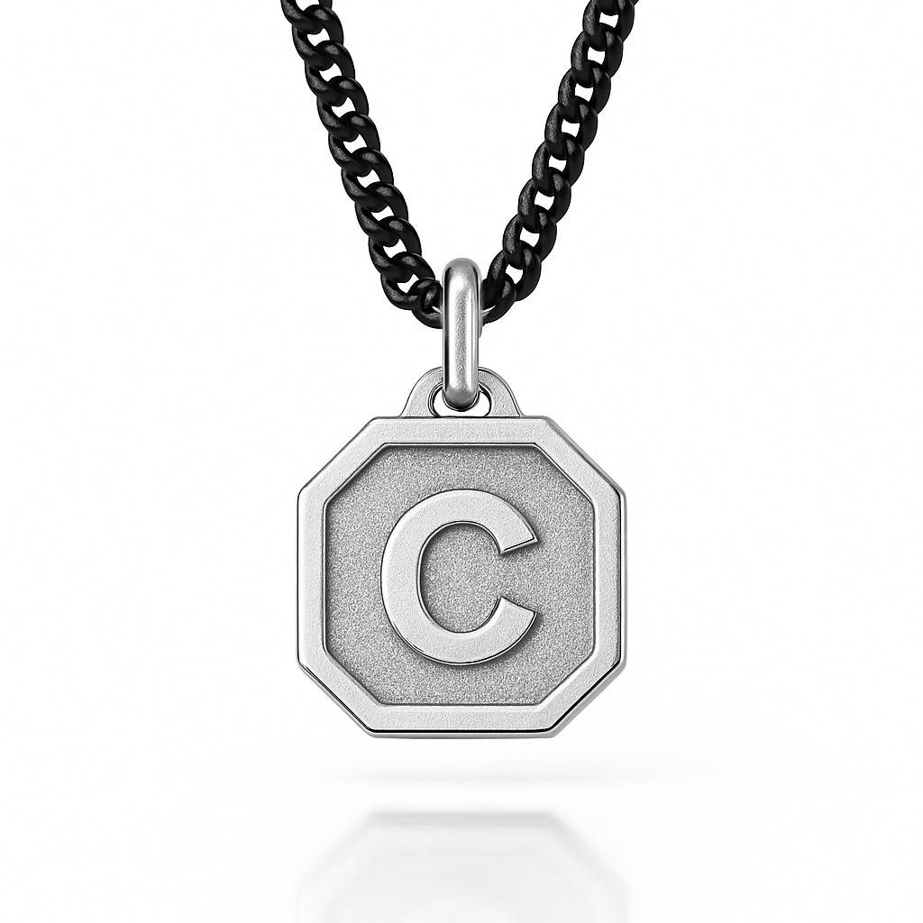 Heritage Initial Necklace for Men in Sterling Silver-6 product photo