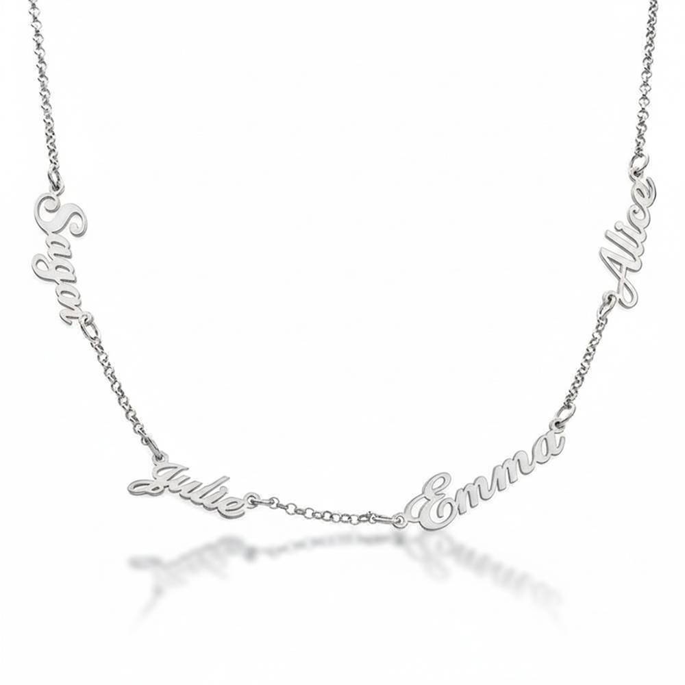 Theo Grace Heritage Multiple Name Necklace in Silver