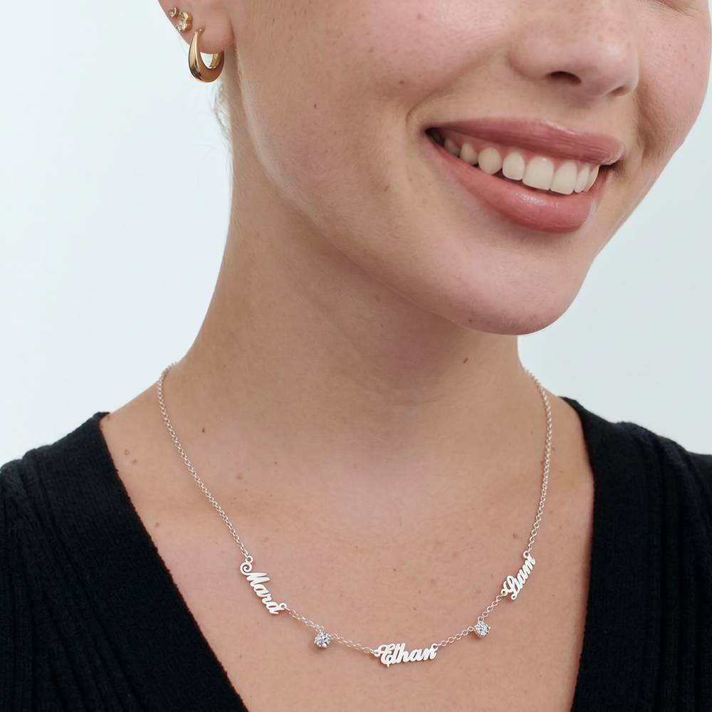 Heritage Multiple Name Necklace with 0.30CT Diamonds in Silver-3 product photo